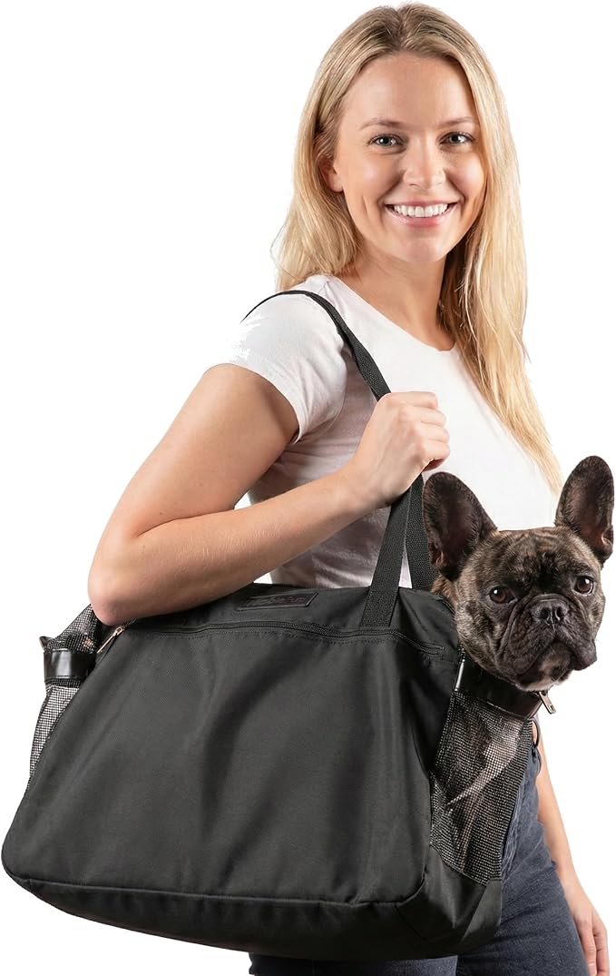 Soft-Sided Dog Carrier Bag, Airline Approved Pet Tote for Small Dogs & Cats, Breathable Mesh, Machine-Washable Cushion, TSA Friendly, Black - Image 3