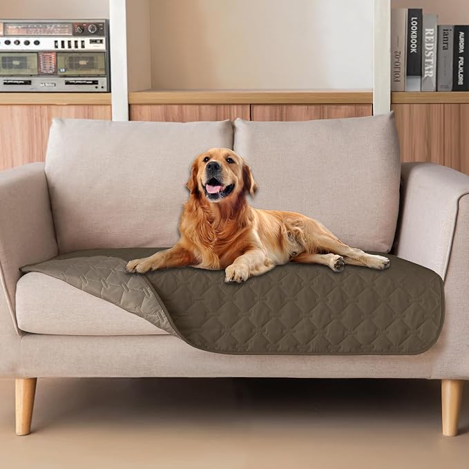 gogobunny 100% Double Sided Waterproof Dog Blanket Soft Pet Bed Cover Reversible Protect Furniture Couch Sofa Car for Puppy Cat Kids (Dark Walnut/Light Walnut, 32x53 Inch (Pack of 1)) by gogobunny