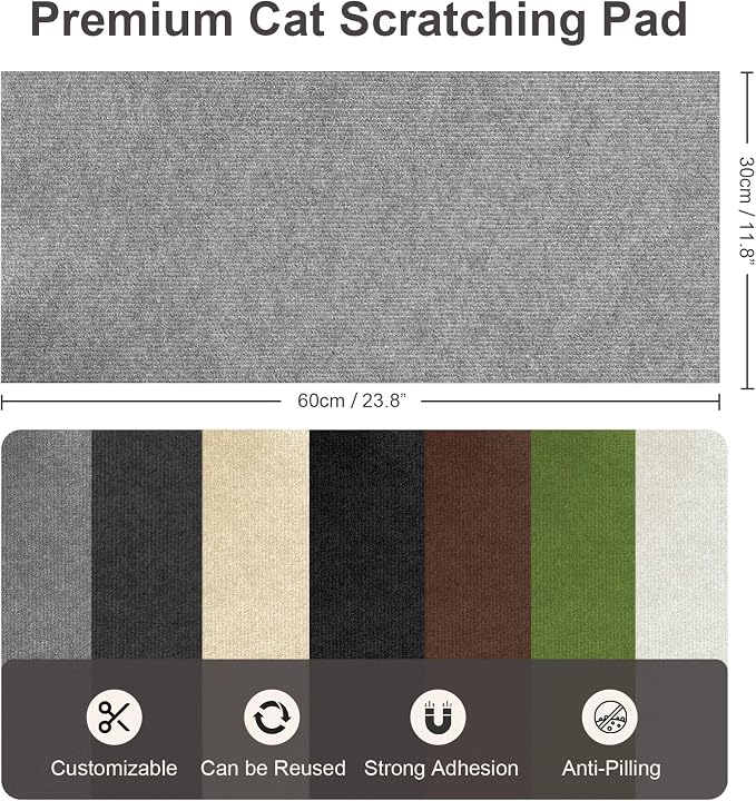 Small Cat Scratcher, 23.6x11.8 Cat Scratch Furniture Protector | Trimmable, No-Shedding Cat Scratch Pad with Self-Adhesive Backing for Climbing, Protects Walls and Couch, Gray - Image 2