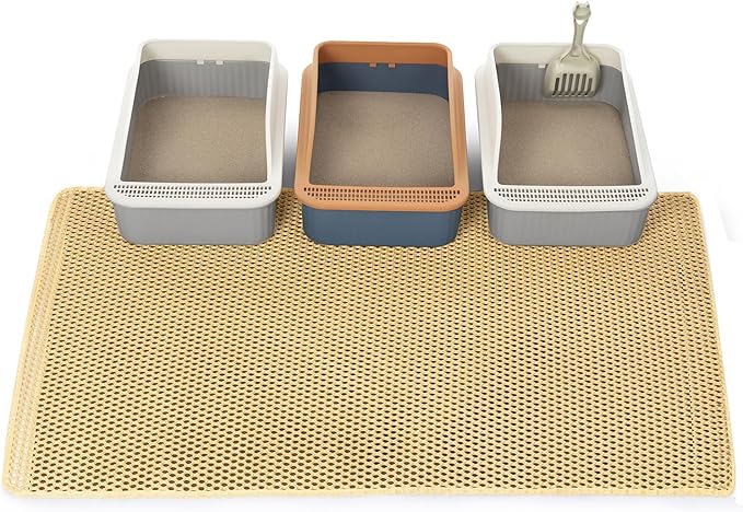 Extra Large Cat Litter Mats, XL 47"x28" Litter Trapping Mat for Cat,Litter Box Matt for indoor, 2 Layer Catcher Rug,Waterproof Urine Proof,Clean Easily,Non-Slip by USHARP