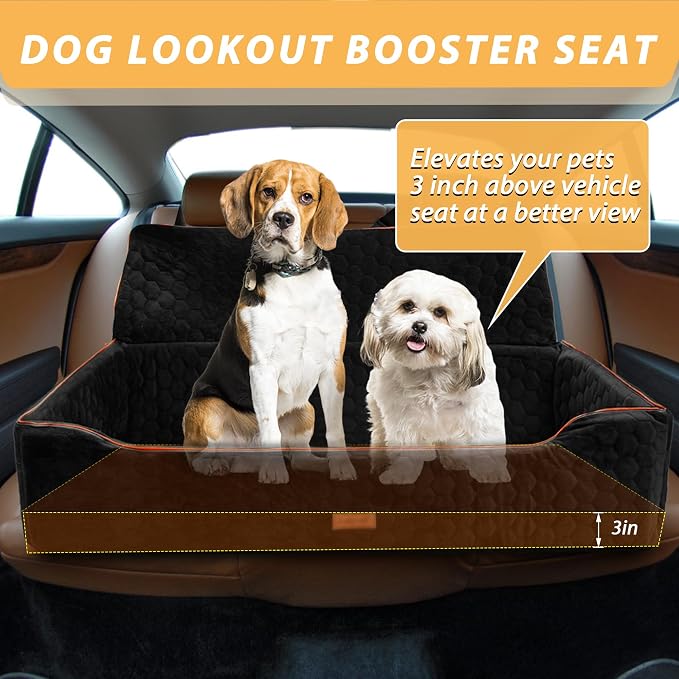 Dog Car Seat for Large Dogs Under 100LBS,Pet Booster Back Seat Removable Washable Pet Travel Safety with Safety Tethers & Storage Pocket (Black) - Image 6