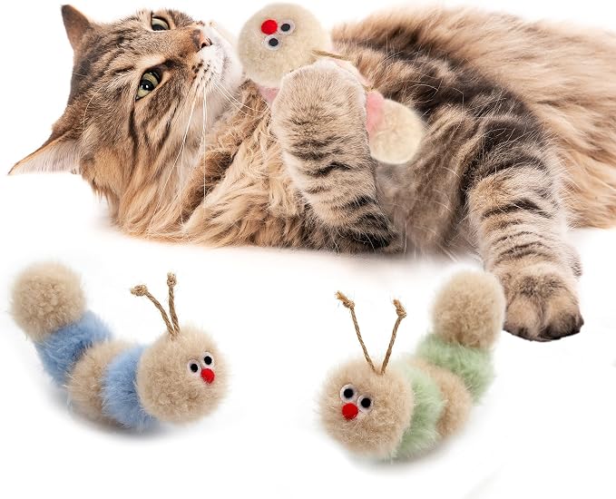 Jumpaws Interactive Natural Catnip Toy, with Rattle, Bite Resistant, for All Ages Indoor Cat, Shape of Caterpillar, Kitten Toy (Small/ 3 Pck/Cat Toy) - Image 3
