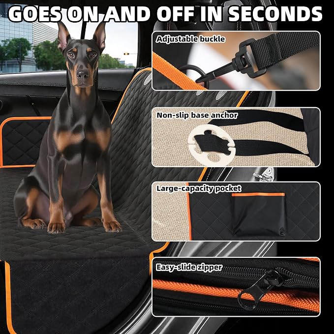 Smouatou Dog Car Seat Cover for Back Seat, Sturdy Backseat Extender for Dogs,New Scratch Resistant, Anti Slip Portable Dog Hammock,Suitable for Cars and SUVs,Car Travel Pet Bed (S) - Image 4