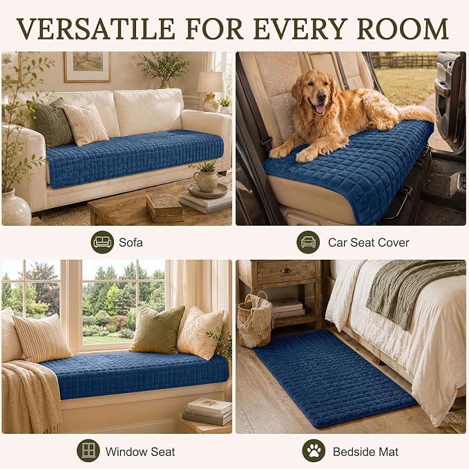 Smiry Velvet Couch Cover for Dogs, Non Slip Soft Sofa Protector for Pets | Washable Sofa Cover for Cats, Cozy Furniture Protector Against Pet Hair, Scratches, Fits Sectional Sofa(Navy Blue, 36"x71") - Image 7