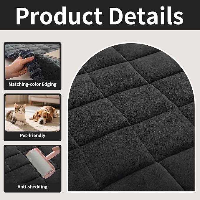Couch Covers for Dogs, Pet Couch Covers for Loveseat, Couchs Protector for Dogs, Sofa Cover for Pets Washable, Dog Cover for Couch, Velvet Couchs Protector for Pets(1PC,Dark Grey,27.6"×59") - Image 3