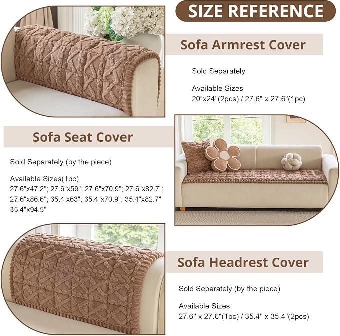 OstepDecor Couch Cover for Dogs, Washable Non Slip Sofa Cover for Pets | Soft Couch Covers for Sofa, Loveseat and Sectional, Furniture Protector Against Pet Hair & Dirt (27.6" x 86.6", Coffee) - Image 3