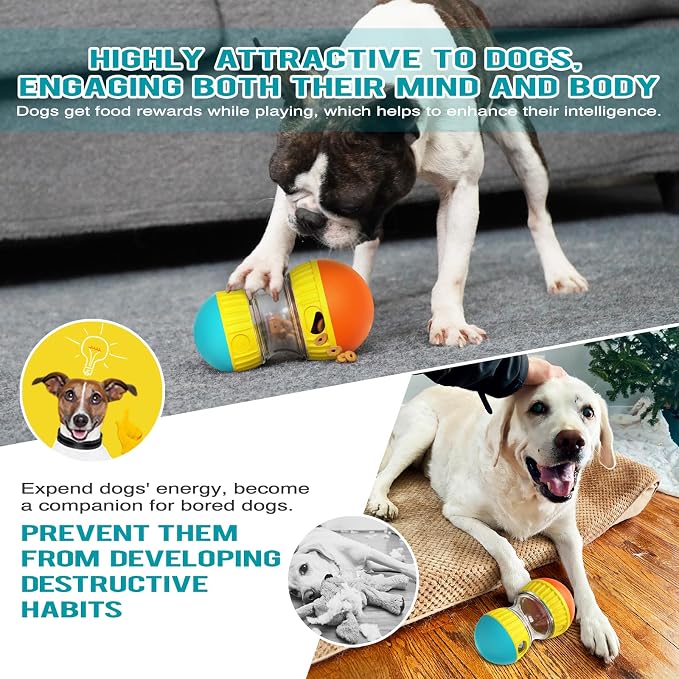 BSISUERM Dog Treat Dispensing Puzzle Toy Adjustable Food Dispenser Slow Feeder Puppy Enrichment Rolling Ball Pet Interactive Chase Toys Stimulating Game for Small Medium Dogs Gift to Keep Them Busy - Image 6