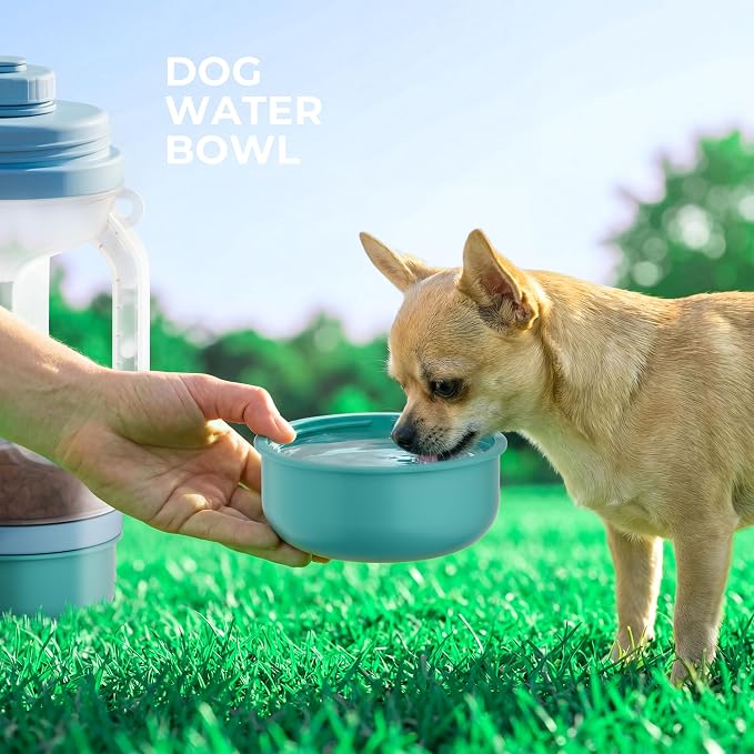 20.3oz Dog Water Bottle Portable with Food Container & 2 Bowls | Feeding & Hydration, 8.5oz Food Storage, 8.5oz Travel Water Bowl, 4.2oz Food Bowl, Portable Pet Dispenser for Hiking Camping - Image 6