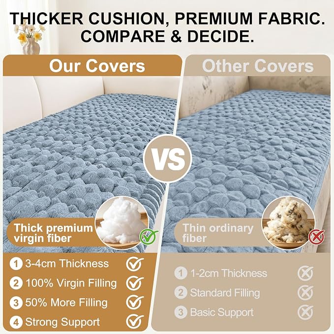 Smiry Non Slip Couch Covers for Dogs, Scratch Resistant Pet Sofa Protector | Machine Washable Soft Fuzzy Thick Furniture Cover for Sofa Loveseat Sectional Large Dogs, Airy Blue, 27.6" x 59" - Image 4