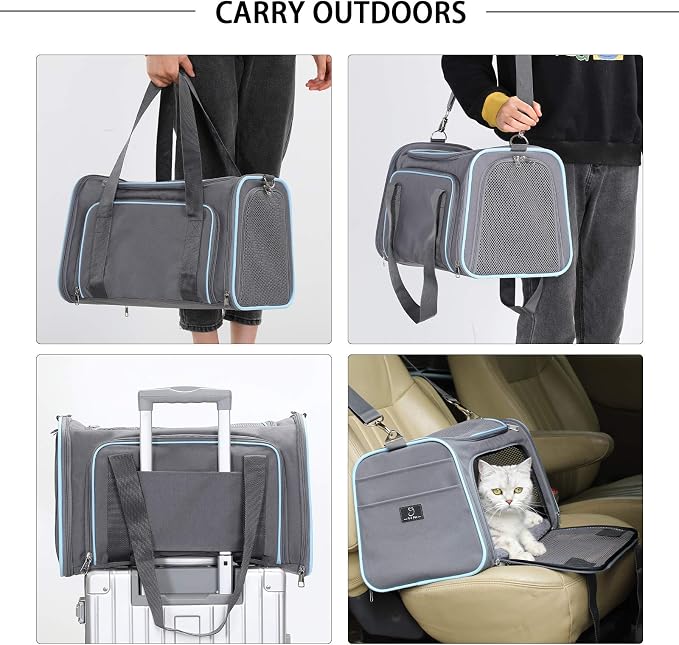 A 4 Pet Airline Approved Pet Carrier, Soft-Sided, Washable, for Dogs | Portable travel bag, breathable mesh windows, multiple pockets, removable mat - Image 6