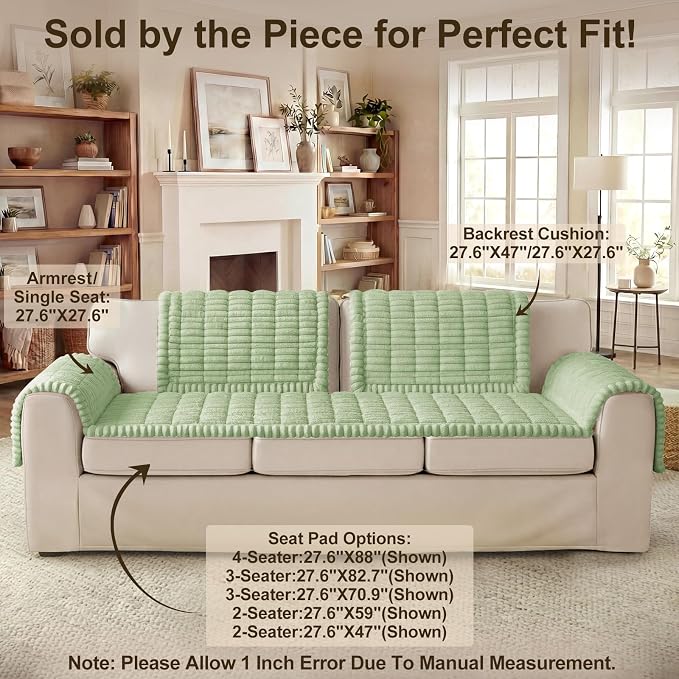 decorUhome Couch Cover for Dogs, Non Slip Fuzzy Thick Pet Sofa Protector | Pet Friendly, Couch Covers for Sofa, Machine Washable, Fits Armrests, Single Seats & Backrest Cushions, Green, 27.6" x 27.6" - Image 11