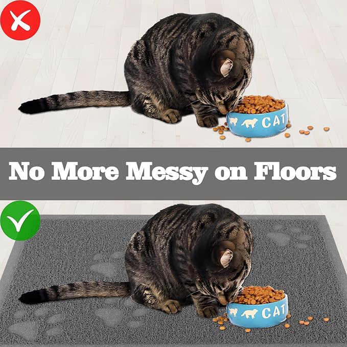 Darkyazi Cat Litter Box Mat for Floor Litter Trapping Mat Non-Slip Backing, Scatter Control, Easy Clean, Water Resistant, Soft on Paws (15.75" x 11.75",Grey) - Image 5