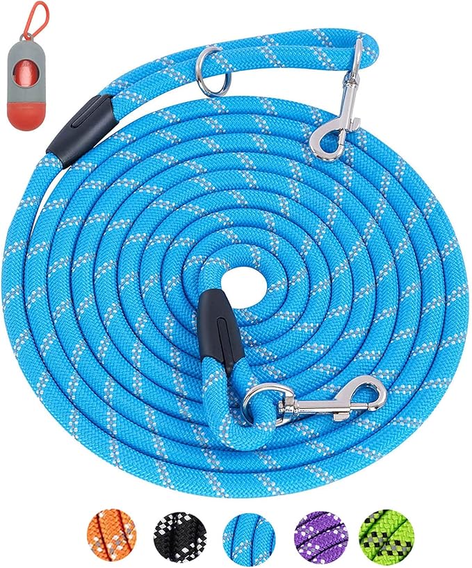 Long Rope Leash for Dog Training 16FT 30FT 50FT 100FT, Reflective Threads Check Cord Recall Training Agility Dog Lead for Large Medium Small Dogs, Dog Tie-out Cable for Playing, Camping, or Backyard by Lanwandeng