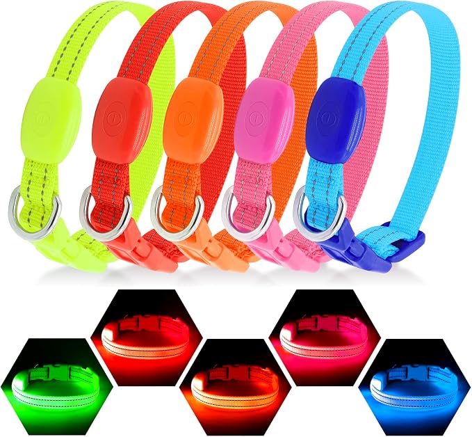 Visinite Light Up Dog Collars for Small Dogs,LED Dog Collar Light Rechargeable,Fully Adjustable Lighted Dog Collar,Glow in The Dark Dog Collars with Dog Lights for Night Walking,Green - Image 7