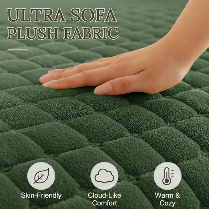 Smiry Velvet Couch Cover for Dogs, Non Slip Soft Sofa Protector for Pets | Washable Sofa Cover for Cats, Furniture Protector Against Pet Hair, Scratches, Fits Sectional Sofa(Dark Green, 36"x82.7") - Image 4