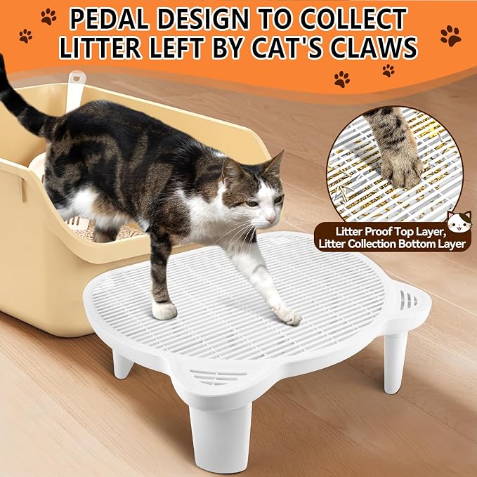 Litter Box Step Adjustable Cat Step with Filter Function, White | Elevated Double Layer Litter Box Ramp for Kitten & Old Cats, Easy Cleaning Litter Box Step Stool for Automatic Cat Litter Box - Image 5