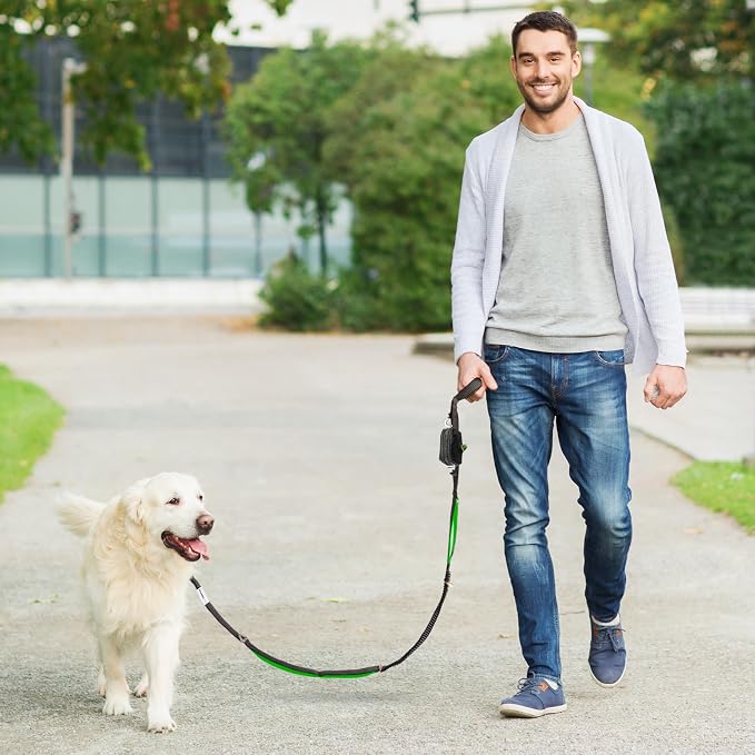 Heavy Duty Dog Leash for Large Dogs – 6FT Reflective Bungee with Padded Handles, Strong Carabiner Clip, No Pull Control for Medium & Large Breeds, Includes Poop Bag Holder & Treat Pouch (Orange) - Image 8