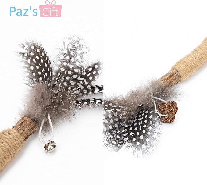 PAZ'S GIFT Catnip Toy Cat Toys Catnip Toy cat chew Toy cat Kicking silvervine Stick Teeth Cleaning Cute Kitten Teething Indoor Interactivecat Dental Care Matatabi (Feather 2pcs) - Image 4