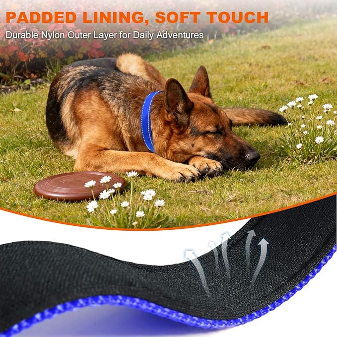 Taglory Reflective Extra Large Dog Collar, Comfortable for Safe Night Walks | Soft Neck Cushioning, Adjustable 18-28 in, Sturdy Webbing Withstands Strong Pullers, Zinc Alloy D-Ring for Leash and ID Tags - Image 4