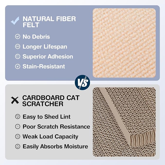 157.5" x 15.8" Cat Scratch Furniture Protector, Self-Adhesive Couch Protector from Cat Claws, Cats Scratching Mat for Couch, Sofa, Wall & Door, DIY Cat Scratch Pads Replacement, 2 Pack (Khaki) - Image 6