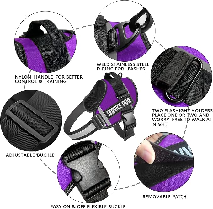 JSXD Dog Harness,No-Pull Service Dog Harness with Handle Adjustable Outdoor Pet Dog Vest 3M Reflective Nylon Material Vest for Breeds,Easy Control for Small Medium Large Dogs - Image 2