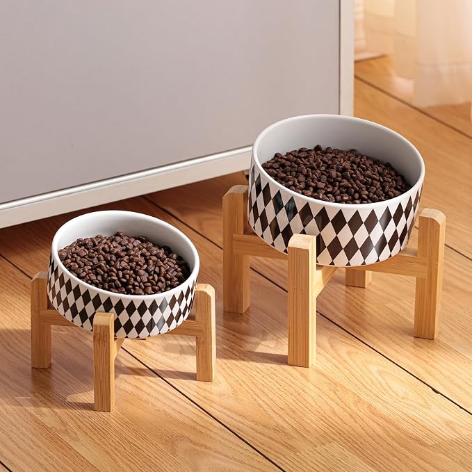 Elevated/Raised 15°Tilted Anti Slip Ceramic Dog Bowl for Small/Medium Breeds,Slanted Bulldog Big Face Pet Food Water Feeding Dish with Stand for Cats and Dogs (3.6 Cups/28 OZ) Black Chestnut - Image 6
