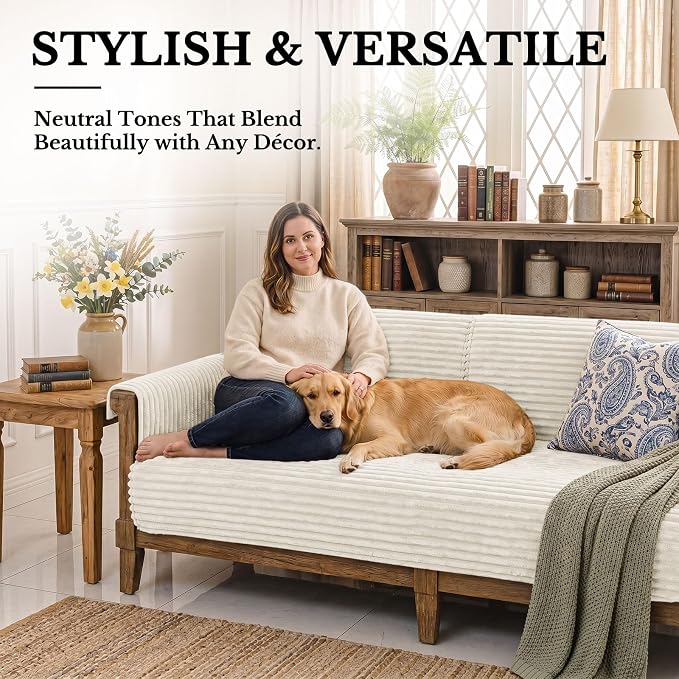 Smiry Waterproof Couch Cover for Dogs, Washable Non Slip Plush Protector | Waterproof Protection, Plush Flannel, Non Slip Backing, Pet Hair & Scratch Protection, Soft Cover (36" x 71") - Image 2