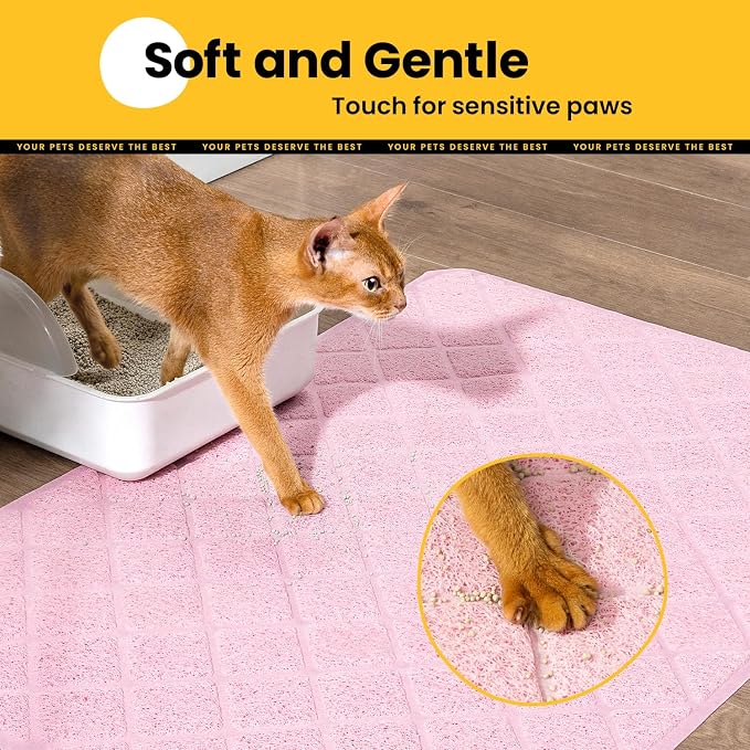 Conlun Cat Litter Mat Litter Trapping Mat, 24" x 17" Premium Durable PVC Grid Mesh with Scatter Control, Non-slip, Less Waste Cat Litter Box Mat, Pink - Image 5