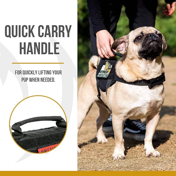 OneTigris Tactical Dog Harness XS Small Dog Vest with Handle | Military XS dog harness with vertical control handle. Soft fleece padding & quick-release. Ideal for training & walks. - Image 3