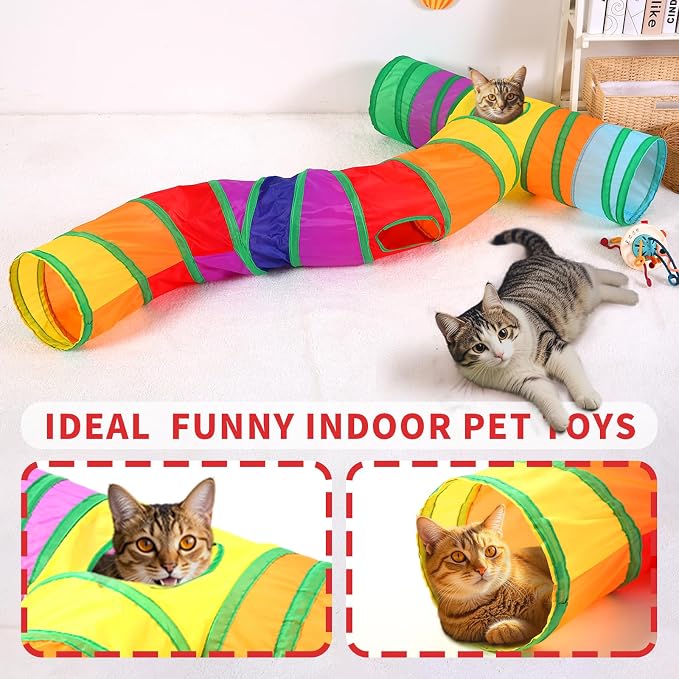 Pet Cat Tunnel, S-T Size Tunnels for Indoor Cats, Collapsible Pet Tunnel for Kitten, Puppy, Rabbit, 25cm-Wide Tunnels, Durable & Breathable, with Peek Hole Toy Ball - Image 3