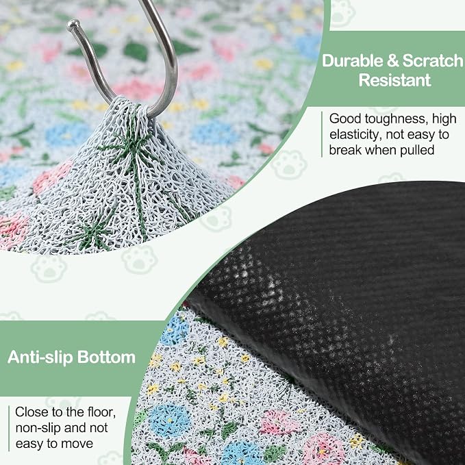 Glittme Cat Litter Mat, 33"x22" Non-Slip Washable Trapping Mat for Cats | Litter Trapping Mat With Thick PVC Coil To Catch Scatter, Soft On Paws And Waterproof Bottom To Protect Floors - Image 5