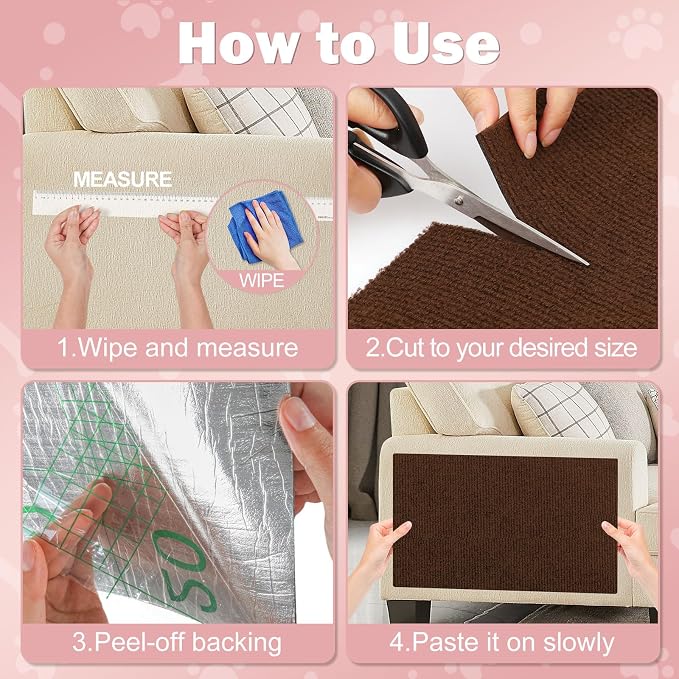 ENONCI 23.6x15.8 Cat Scratcher Mat, Self-Adhesive Cat Scratch Furniture Protector - Image 8