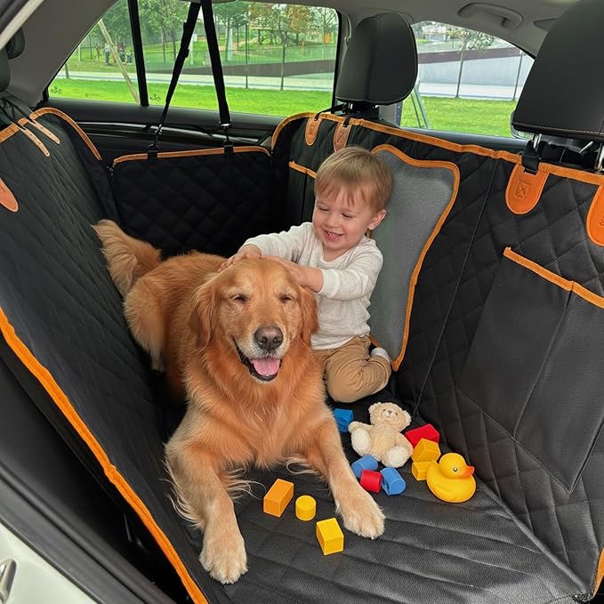 Dog Car Seat Cover, 600D Oxford Fabric, Waterproof Anti-Slip Hammock | Heavy Duty Pet Seat Protector with Side Flaps,Scratch Resistant for Back Seats,Fits Most Cars,Trucks and SUVs by Unknown