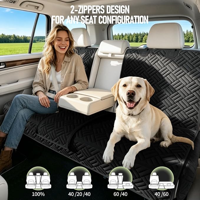 Dog Car Seat Cover for Back Seat, Waterproof 600D Oxford Protector | Non Slip Scratch Resistant Bench Cover, Easy to Clean, Fits Compact Cars/SUVs, 52 Inch, for Travel and Daily Use - Image 3