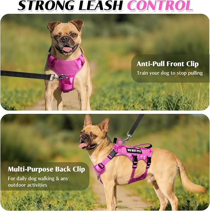 WINSEE Escape Proof Dog Harness with Double Handle+4 Removable Patches | Service Working Molle Harness with Double Handle for Large Dogs, Tactical Pet Reflective Vest for Walking Hiking Hunting - Image 4