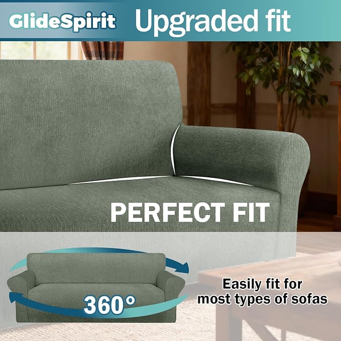 Waterproof Stretch Spandex Chair Sofa Slipcover,Washable Non-Slip Soft Couch Cover with Elastic Bottom, Leakproof Furniture Protector for Kids, Pets, Dogs & Cats (Chair, Green) - Image 3