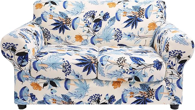 hyha Stretch Couch Cover, Sofa Covers for 2 Separate Cushion Couch Washable | Loveseat Cover, Floral Pattern, Printed, 3 Pieces, 2 Seater Furniture Protector with Elastic Bottom for Dogs, Pet Friendly by hyha