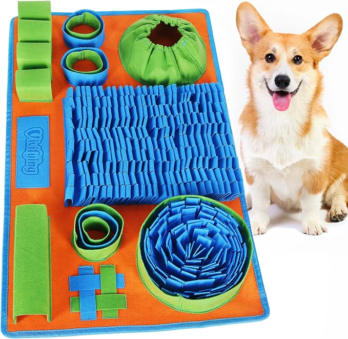 Vivifying Snuffle Mat for Dogs, Interactive Dog Puzzle Toy for Boredom and Mental Stimulation, Enrichment Feeding Game Sniff Mat Helps Slow Eating and Keep Busy by Vivifying