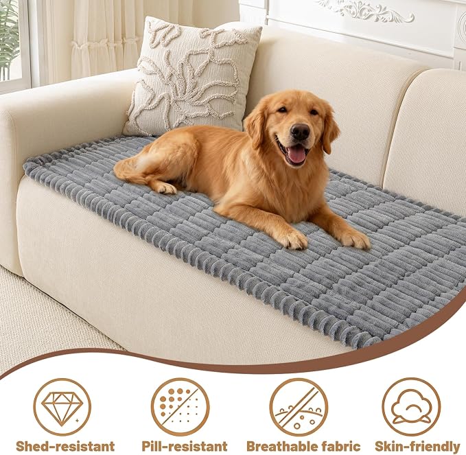Couch Cover for Dogs Washable, Non Slip Soft Cozy Waterproof Light Grey | Pet Friendly, Fuzzy Durable Plush Thick Slipcovers for 3 Cushion Sofa Cover Protector Mat Bed Furniture Couches 27.6"x70.9" - Image 2