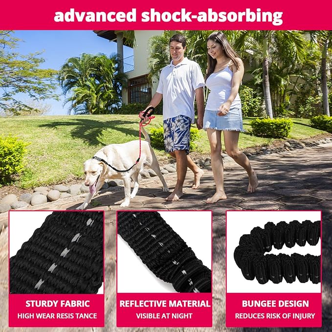 Rope Dog Leash 6 FT: Heavy Duty Leashes with Swivel Lockable Hook Reflective Threads Bungee and Padded Handle - Dog Lead for Large Small Medium Dogs Outside Walking Hiking Pink - Image 5