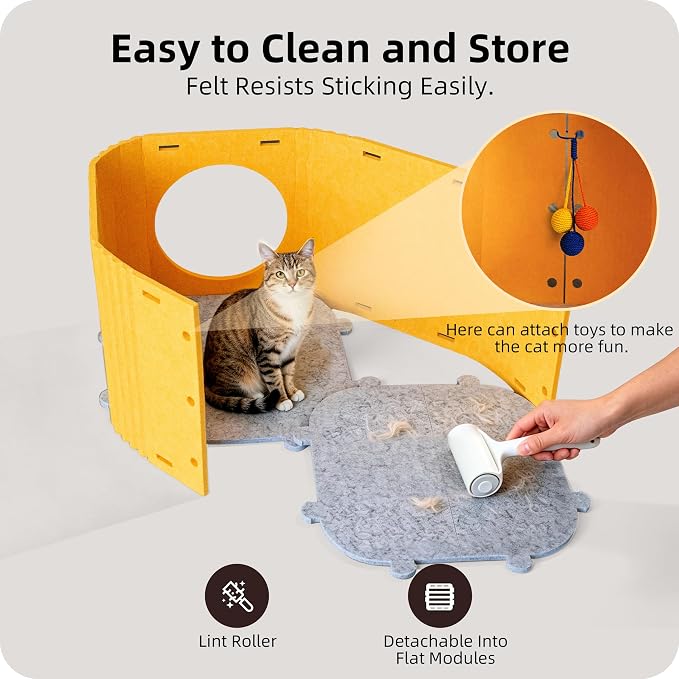 Cat Houses for Indoor Cats, Warm Felt Cat Hideaway, Thick Cat Bed Cave | Scratch-Resistant Cat Cave, Kitten Hideaway for Timid Cat & Small Pet, Modern Sturdy Cats House Condo, Up to 22Lbs - Image 5