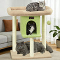 Cat Tree Tower Scratching Post for Indoor Large Adult Cats with Perch Bed | 28in Tall Small Cat Trees House with Big Perch, Condo, Toy Balls, Modern Kitten Climbing Furniture Platform, Green by FeliskynCatTreeTower