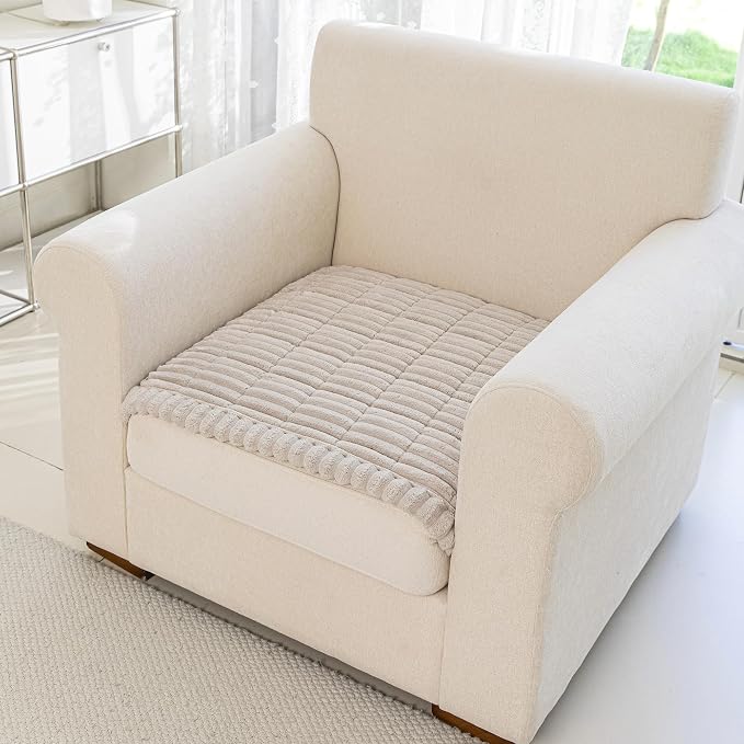 MYSKY HOME Chair Covers, Non-Slip Couch Cover, Oatmeal, 27.6" x 27.6" | Recliner Chair Covers, Soft & Thick Chair Arm Covers Protectors, for Living Room, Pet Friendly, Couch Cushion Covers - Image 6