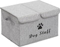 Large Dog Toys Storage Box Canvas Storage Basket Bin Organizer with Lid - Collapsible Linen Bin Ideal for Organizing Dog Cat Toys and pet stuff-PP Boad-17" x 12" x 10" - Snow Gray by Brabtod
