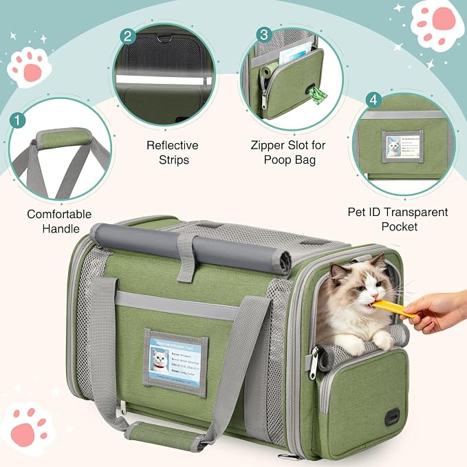 Cat Carrier Airline Approved Privacy Portable Top Load Pet Travel Bag | Soft Sided Pet Carriers for Small Cats Dogs Puppy up to 16 Lbs,Collapsible,Zipper Lock,Luggage Sleeve,2 Storage,Washable - Image 3