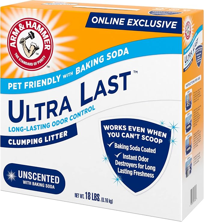 ARM & Hammer Ultra Last Clumping Cat Litter, Unscented, MultiCat, 18 Lbs | Clumping Formula, 99% Dust Free, Pet Friendly, Baking Soda Odor Control - Image 13