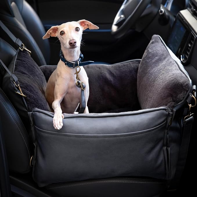 NOAH & PAW Small Dog Car Seat for Small Medium Pets with Harness Clip, 4X Safety Feature, Washable Dog Seat for Car, Orthopedic Foam Wrapped with Plush, Vegan Leather - Image 2