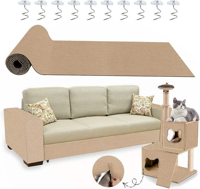 Couch Protector from Cat Claws, Sofa and Chair Anti-Scratch Mat | Helps shield sofas, couch arms, and other furniture from claw damage while giving cats a more appealing place to scratch. by Unknown