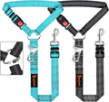 Removable Dog Seat Belt Harness for Car, 3 in 1 Pet Dog Car Seatbelt Leash, Retractable Restraint Secures to Vehicle Headrest & Adjustable Reflective Bungee Dog Seatbelt Tether, Blue and Black | Retractable Headrest-Mounted,Restraint & Adjustable Refle... by laqibakProductcollection