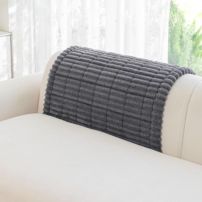 MYSKY HOME Chair Covers, Non-Slip Couch Cover, Dark Grey, 27.6" x 27.6" | Recliner Chair Covers, Soft & Thick Chair Arm Covers Protectors, for Living Room, Pet Friendly, Couch Cushion Covers - Image 6